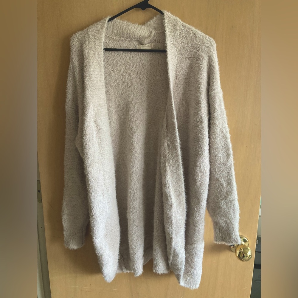 Fuzzy long cream white cardigan